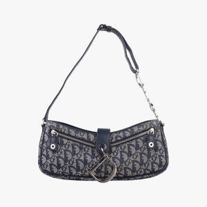 Pre-owned Christian Dior Trotter Navy Jacquard shoulderbag | stylenewstar