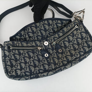 Pre-owned Christian Dior Trotter Navy Jacquard shoulderbag | stylenewstar