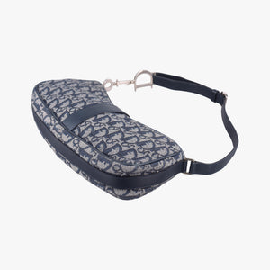 Pre-owned Christian Dior Trotter Navy Jacquard shoulderbag | stylenewstar