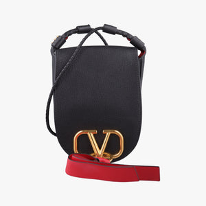 Pre-owned Valentino VRING Black Leather shoulderbag | stylenewstar