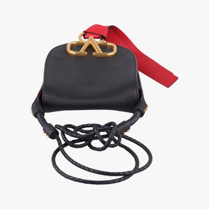 Pre-owned Valentino VRING Black Leather shoulderbag | stylenewstar