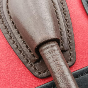 Pre-owned Celine luggage nano shopper Red×Black×Brown leather handbag | stylenewstar