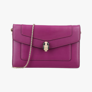 Pre-owned Bvlgari SERPENTI FOREVER Purple Leather shoulderbag | stylenewstar