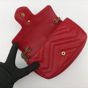 Pre-owned Gucci GG Marmont Red Leather 476433 shoulderbag | stylenewstar