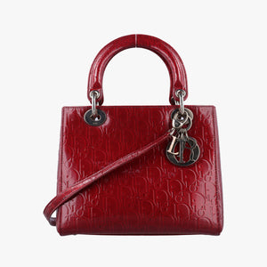 Pre-owned Christian Dior Lady Dior Red Patent shoulderbag | stylenewstar