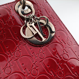 Pre-owned Christian Dior Lady Dior Red Patent shoulderbag | stylenewstar