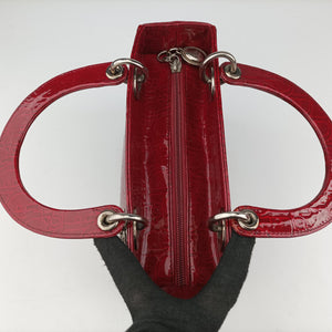 Pre-owned Christian Dior Lady Dior Red Patent shoulderbag | stylenewstar