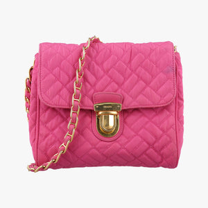 Secondhand Prada Chain Quilting Flap Rose nylon shoulderbag | stylenewstar