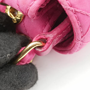 Secondhand Prada Chain Quilting Flap Rose nylon shoulderbag | stylenewstar