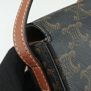 Vintage Celine TRIOMPHE Brown PVC coated canvas handbag | stylenewstar