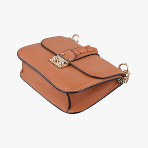 Vintage Valentino Rockstud Glam Lock Orange Leather shoulderbag | stylenewstar