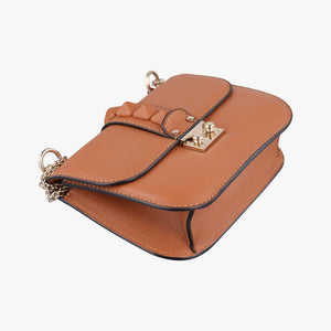 Vintage Valentino Rockstud Glam Lock Orange Leather shoulderbag | stylenewstar