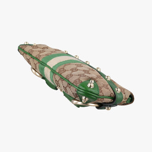 Pre-owned Gucci Horsebit Beige×green×ivory Canvas×Leather 131470 handbag | stylenewstar