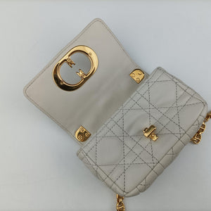 Secondhand Christian Dior Caro micro White Leather shoulderbag | stylenewstar