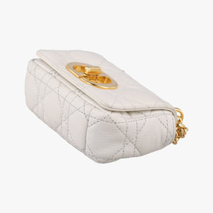Secondhand Christian Dior Caro micro White Leather shoulderbag | stylenewstar