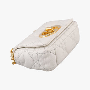 Secondhand Christian Dior Caro micro White Leather shoulderbag | stylenewstar