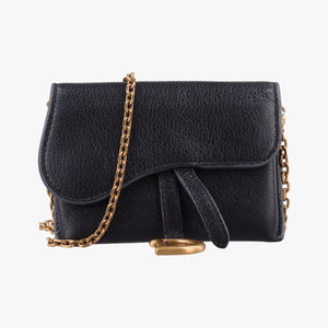 Pre-owned Christian Dior Saddle Black Leather shoulderbag | stylenewstar