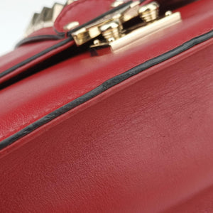 Pre-owned Valentino Rockstud Glam Lock Red Leather shoulderbag | stylenewstar