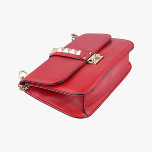 Pre-owned Valentino Rockstud Glam Lock Red Leather shoulderbag | stylenewstar
