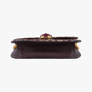Pre-owned Valentino Rockstud Glam Lock Burgundy x Multicolour fabric x Leather shoulderbag | stylenewstar