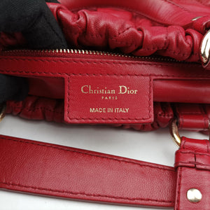 Pre-owned Christian Dior Delices Gaufre Cannage Tote Red lambskin shoulderbag | stylenewstar