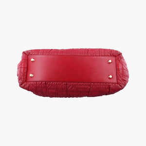 Pre-owned Christian Dior Delices Gaufre Cannage Tote Red lambskin shoulderbag | stylenewstar