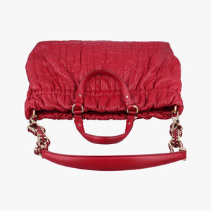Pre-owned Christian Dior Delices Gaufre Cannage Tote Red lambskin shoulderbag | stylenewstar