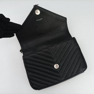 Pre-owned Yves Saint Laurent COLLEGE Black Leather 428056 shoulderbag | stylenewstar
