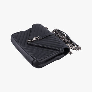 Pre-owned Yves Saint Laurent COLLEGE Black Leather 428056 shoulderbag | stylenewstar