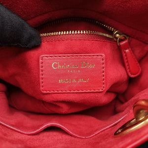 Pre-owned Christian Dior Lady Dior Red lambskin shoulderbag | stylenewstar