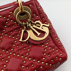 Pre-owned Christian Dior Lady Dior Red lambskin shoulderbag | stylenewstar