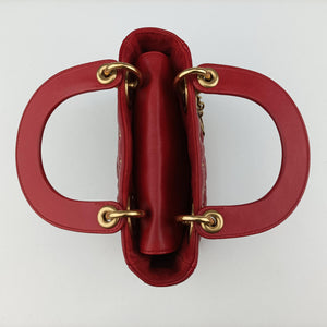Pre-owned Christian Dior Lady Dior Red lambskin shoulderbag | stylenewstar
