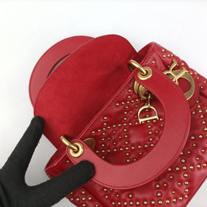 Pre-owned Christian Dior Lady Dior Red lambskin shoulderbag | stylenewstar