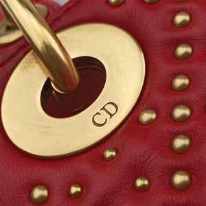 Pre-owned Christian Dior Lady Dior Red lambskin shoulderbag | stylenewstar