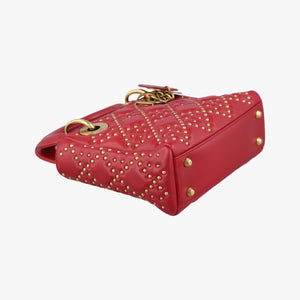 Pre-owned Christian Dior Lady Dior Red lambskin shoulderbag | stylenewstar