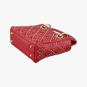 Pre-owned Christian Dior Lady Dior Red lambskin shoulderbag | stylenewstar