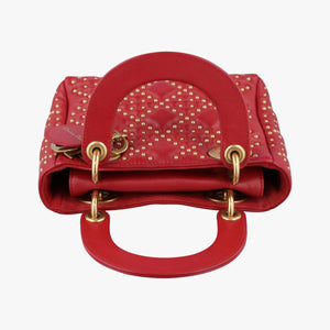 Pre-owned Christian Dior Lady Dior Red lambskin shoulderbag | stylenewstar