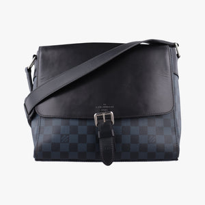 Pre-owned Louis Vuitton Newport Messenger PM black×navy Damier Cobalt N41587 shoulderbag | stylenewstar