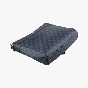 Pre-owned Louis Vuitton Newport Messenger PM black×navy Damier Cobalt N41587 shoulderbag | stylenewstar