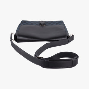 Pre-owned Louis Vuitton Newport Messenger PM black×navy Damier Cobalt N41587 shoulderbag | stylenewstar
