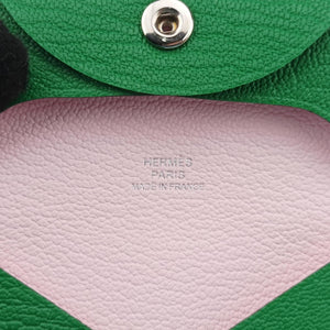 Pre-owned Hermes Bastia Green Leather bifoldwallet | stylenewstar