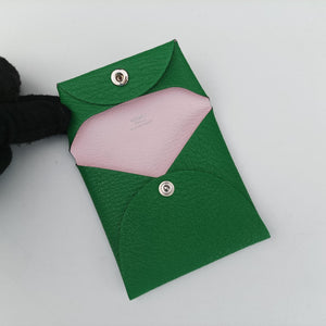 Pre-owned Hermes Bastia Green Leather bifoldwallet | stylenewstar