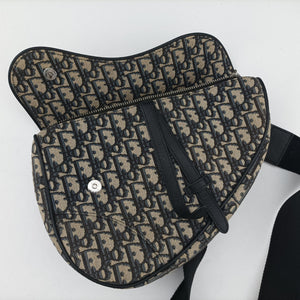 Vintage Christian Dior Saddlebags Gray×Navy×Black Jacquard×Leather bum bag/waist bag | stylenewstar