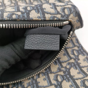 Vintage Christian Dior saddle Navy×Gray Jacquard×Leather bum bag/waist bag | stylenewstar