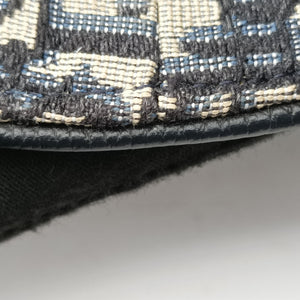 Vintage Christian Dior saddle Navy×Gray Jacquard×Leather bum bag/waist bag | stylenewstar