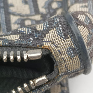 Vintage Christian Dior saddle Navy×Gray Jacquard×Leather bum bag/waist bag | stylenewstar