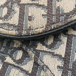 Vintage Christian Dior saddle Navy×Gray Jacquard×Leather bum bag/waist bag | stylenewstar