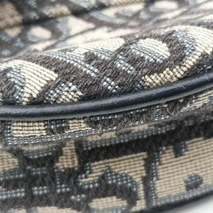 Vintage Christian Dior saddle Navy×Gray Jacquard×Leather bum bag/waist bag | stylenewstar