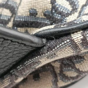 Vintage Christian Dior saddle Navy×Gray Jacquard×Leather bum bag/waist bag | stylenewstar