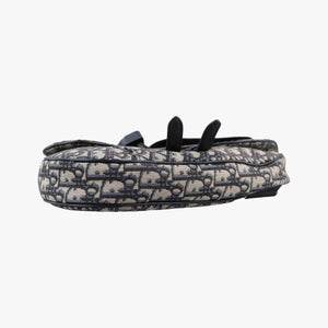 Vintage Christian Dior saddle Navy×Gray Jacquard×Leather bum bag/waist bag | stylenewstar